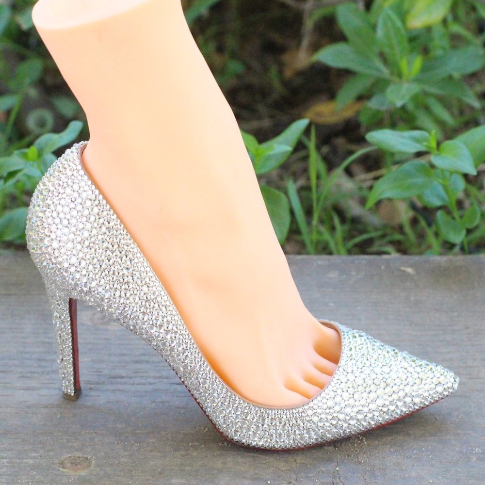 Christian Louboutin White Pigalle 100 Swarovski